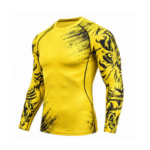 T-shirt de compression personnalisé pour hommes, séchage rapide, respirant, extensible, pour la gym, l'entraînement sportif, la fitness, la tenue athlétique, vente en gros - Product Image 1