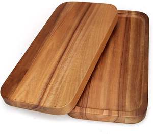 Wooden Oval Wine <b>Glass</b> Holder Plate with Hole Cheese Snack Serving <b>Tray</b> for Party - Product Image 5