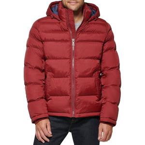 Chaqueta Acolchada con Capucha para Hombre, Color Gris, Cierre de Cremallera, Resistente al Viento, Ropa de Invierno Informal, Corte Regular, Relleno Grueso de Poliéster - Product Image 4