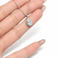 Collier pendentif ovale 1 carat en moissanite avec halo, en argent sterling 925, couleur D, pureté VVS1, certifié GRA, bijoux fins pour femme, idéal pour anniversaire et anniversaire de mariage