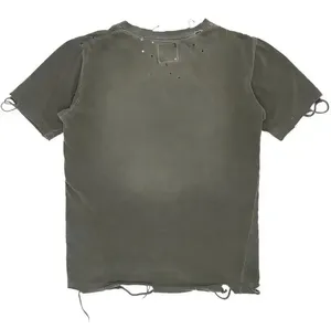 Camisetas Personalizadas de Alta Calidad, 250 g/m², Estilo Desgastado, Tallas Grandes, Ropa Deportiva, Cuello Redondo, Color Sólido, para Hombre - Product Image 3