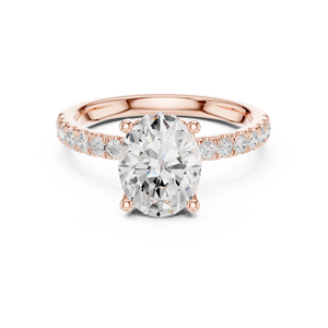 Rose Gold <b>Oval</b> <b>Moissanite</b> <b>Engagement</b> <b>Ring</b> Women Four Claw Prong Set Wedding Jewelry - Product Image 4