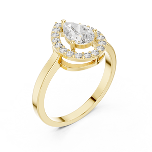 Anillo de Lujo de Acero Inoxidable Chapado en Oro de 18K con Moissanita Art Deco en Forma de Pera y Acentos de Garras, Diseño Personalizado con Gema Brillante Fina - Product Image 4
