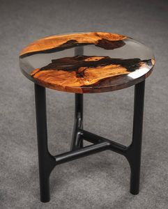 Table d'appoint ronde moderne en résine avec pieds en métal pour salon, décoration de maison, plateau de table - Product Image 1