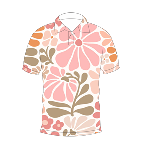 เสื้อโปโลผู้ชายสีชมพูเบจพิมพ์ลายดอกไม้แขนสั้นลำลองแฟชั่นฤดูร้อน - Product Image 1