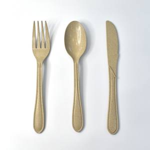 Prix de gros 1000 ensembles de couverts jetables compostables en balle de riz, comprenant couteau, fourchette, cuillère, pour fêtes et restaurants - Product Image 2
