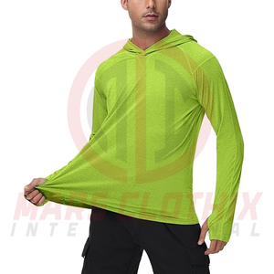 เสื้อฮู้ดตกปลาแบบเรียบง่ายสั่งทำพิเศษสำหรับผู้ชาย คุณภาพสูง สีพื้น ผ้าพูลโอเวอร์ แขนยาว - Product Image 2