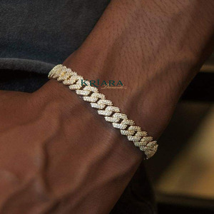 กำไลข้อมือเพชรคิวบา S925 เพชรเลี้ยงในห้องปฏิบัติการ ทรงกลมเจียระไนแบบเหลี่ยม ชุบทอง หรูหรา สำหรับทุกเพศ ใส่ได้ทุกวัน - Product Image 2