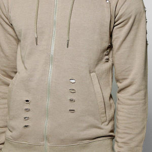 Sweat à capuche pour homme en kaki avec cordon de serrage, manches longues, effet usé, style streetwear, sweat à capuche vintage en polyester/coton pour l'hiver - Product Image 5