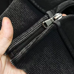 Unisex Black Hooded <b>Zip</b>-Up <b>Sweatshirt</b> <b>Full</b> Sleeve Solid Color Casual Loose Fit Cotton Pullover With Side Pockets Autumn Wear - Product Image 6