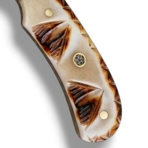 Couteaux de chasse haut de gamme en acier damas à lame fixe, manche décoratif avec protège-doigts pour le camping et la randonnée en extérieur - Product Image 3