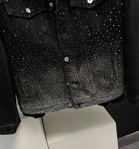 Men's Denim <b>Jacket</b> with Leather Patchwork <b>Jacket</b> <b>Trucker</b> Biker Jeans with Multi-pockets Low Price OEM Service - Product Image 4