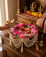 Mandap de mariage traditionnel, table de prière décorative extérieure, accessoire de scène suspendu floral perlé, pour cérémonie et événement, fait main, artificiel