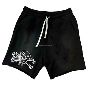 Pantalones cortos de gimnasio de alta calidad bordado desgastado 100% algodón francés Terry Gym Shorts Sun Faded Cut Edges Shorts para hombres - Product Image 6