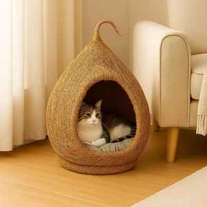 Nichoir pour oiseaux en fibre de coco écologique, structure en fil d'acier, surface thermolaquée |   Cage extérieure durable et éco-responsable - Product Image 4