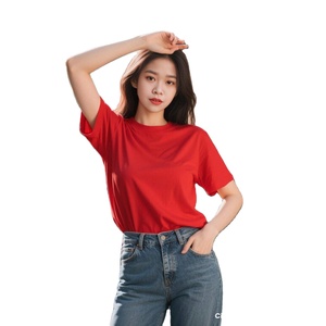 T-shirt décontracté à col rond rouge vietnamien 95% coton + 5% élasthanne imprimé (impression graphique) coupe régulière manches courtes - Product Image 2