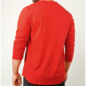 T-shirt décontracté pour homme, col en V, manches longues, tricoté, coupe ajustée, couleur unie, style uni - Product Image 2