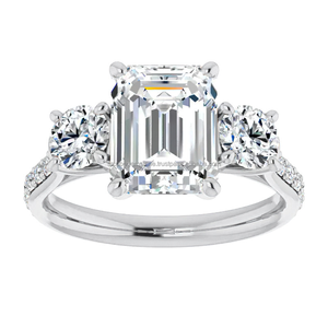 การออกแบบคลาสสิกมรกตตัด Moissiante แหวนเพชรที่สวยงามสําหรับของขวัญแต่งงานพร้อม Gra ได้รับการรับรองใน Vvs - Product Image 2