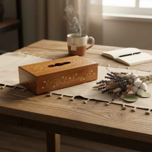 Porta pañuelos de madera maciza hecho a mano con bordes lisos para un uso seguro y elegante por Perfect Enterprises. - Product Image 4
