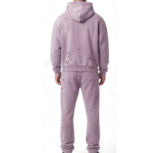 Conjunto Deportivo de Invierno con Capucha, Estilo Desgastado, 100% Algodón, Transpirable, Moderno, Casual, Elegante y Cómodo para Hombre - Product Image 2