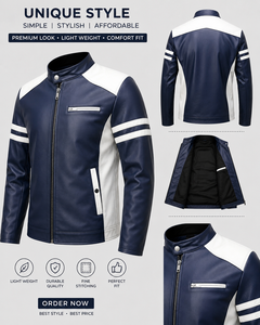 Veste de moto rétro en cuir véritable pour homme, style ancien, en cuir de vachette pleine fleur, coupe ajustée, col à revers, tendance décontractée - Product Image 5