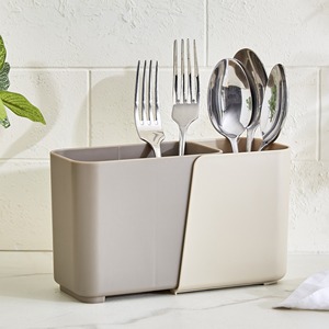 Modern Two-Tone Plastic Cutlery Holder With Forks And Spoons 20x8x11 Cm Dishwasher Safe Minimalist Design - Product Image 3