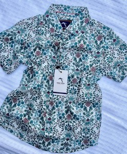 เสื้อเชิ้ตลำลองแขนสั้นพิมพ์ลายใบไม้เขตร้อนสีน้ำเงินสำหรับเด็กผู้ชาย เสื้อเชิ้ตผ้าทอทรงปกติ ปกเสื้อแบบกระดุมเดี่ยว - Product Image 6