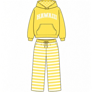 Ensemble sweat à capuche et pantalon de survêtement rayé pour femme, en polaire, décontracté, 2 pièces, manches longues, coupe ample, pour le printemps et l'été - Product Image 5