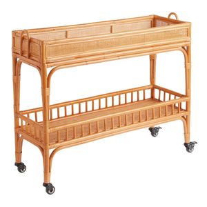 Handmade Natural Rattan Serving <b>Trolley</b> With Two Tier Storage Shelves For Luxury Home And Hotel Decor - Product Image 6
