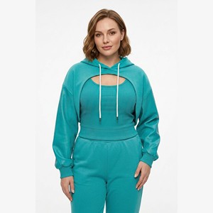 Custom 300gsm hoodie Cotton Fleece Hooded Shrug Hooded Shrug <b>Top</b> for Boutique Brands <b>Cropped</b> Fit Construction - Product Image 5