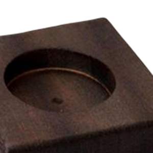 Support carré en bois pour bougie, 2 pièces, longueur 7,9 cm, largeur 7,9 cm, diamètre intérieur 4,5 cm, base 3,1 pouces, insert 1,8 pouce, couleur foncée - Product Image 3