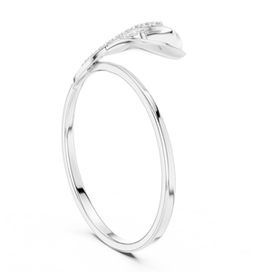 Anillo de Flor Minimalista en Oro Amarillo Sólido de 14k con Diamantes Cultivados en Laboratorio de Corte Redondo, Anillo de Boda Clásico, Regalo para Ella - Product Image 5