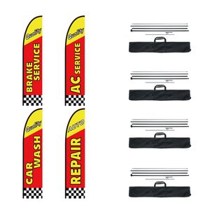 Kit Asta per Bandiera a Piuma Pubblicitaria per Officine Auto con 4 Bandiere in Tessuto per Esterni - Product Image 1