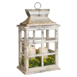 Farol de Madera Estilo Vintage Moderno con Diseño de Ventana, Hecho a Mano con Grabado Impreso, Decoración para el Hogar, Bodas al Aire Libre, Navidad, Chimenea - Product Image 1