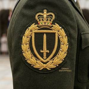 Handmade Gold Bullion Wire Embroidered Crown Wreath Patch <b>Maroon</b> Velvet Circular Insignia Bespoke Custom Service for Uniforms - Product Image 6