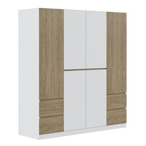 Bianco & natura 6-porte armadio in legno con 4 cassetti per la camera da letto di stoccaggio - Product Image 5