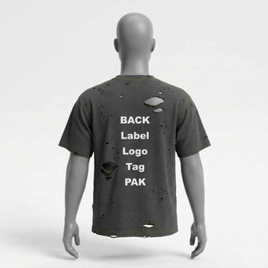 Custom Logo Distressed Oversized T-Shirt <b>Men</b> 100% Cotton Vintage Streetwear Acid Wash Heavyweight Eco-Friendly Breathable Kadia - Product Image 2