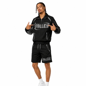 Private Label High Quality Custom Men's Relaxed Fit Breathable Spring Polyester Satin Tracksuit Set Solid Summer Jacket Short - Product Image 4