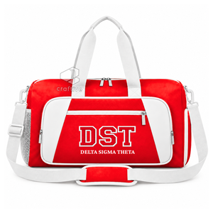 Delta| Sigma | Theta Sorority Red White Large Capacity Cordura Duffel <b>Bag</b> With Shoe Compartment Sports <b>Weekender</b> <b>Travel</b> <b>Bag</b> - Product Image 1