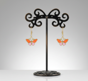 Pendientes Colgantes de Mariposa de Latón Hechos a Mano, Esmalte Naranja/Lila/Morado, Estilo Romántico Artesanal para Mujer, Ideales para Fiestas - Product Image 6