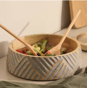 Ensemble de bols en bois rustique et écologique avec grain de bois naturel pour la décoration de la cuisine, service de soupe, fabriqué par Tayyab Handicraft - Product Image 5