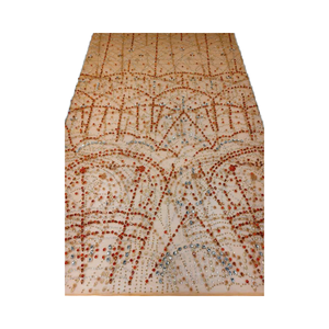 Encaje Dorado de Lujo Hecho a Mano, Ecológico, Decoración con Cuentas Bordadas, Mezcla de Piedras Plateadas y Rosas, Estilo Tradicional, 5 Yardas - Product Image 2