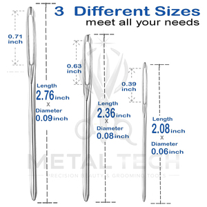 New Arrival Stainless Steel Hair Weaving Needles Premium Large Eye Straight Needles in Storage Tube with Wire Threader Tool - Product Image 2