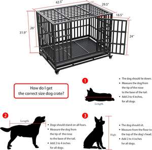 Heavy Duty in metallo canile e cassa per cani di grossa taglia facile montaggio Pet box con ruote e vassoio rimovibile per gli uccelli - Product Image 4