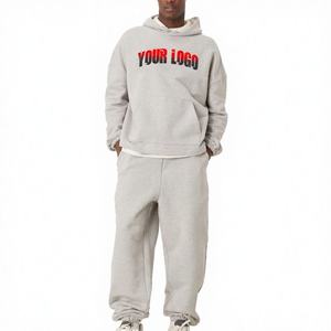 High Quality One Hundred Percent Cotton Heavyweight Winter Blank Pullover Boxy Baggy Hoodie Sweatpants Set Solid Color Custom Lo - Product Image 3