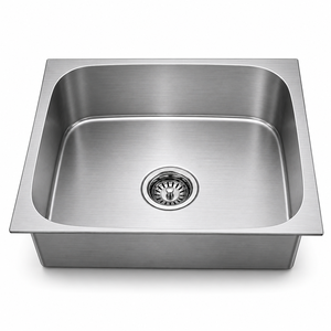 Évier de cuisine en acier inoxydable brossé, cuve ovale, évier multi-usages à poser sur le comptoir - Product Image 1