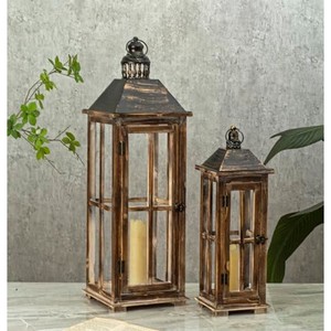 Lanterne décorative artisanale en bois de Sheesham avec insert en verre |   Vente en gros - Product Image 3