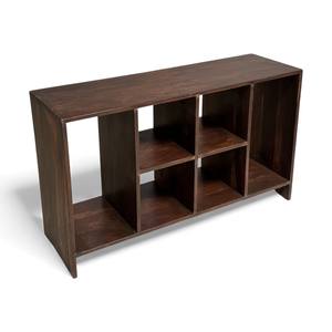 Étagère flottante moderne en bois massif style Pierre Jeanneret, 6 compartiments, durable, pour rangement de livres et dossiers, finition noyer, étagère de présentation - Product Image 2