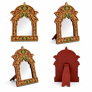 Handcrafted Embossed Hand Painted Eco-Friendly Multicolor Wooden <b>Mirror</b> <b>Frame</b> Traditional Artisan Home Accent Dressing <b>Mirror</b> - Product Image 3