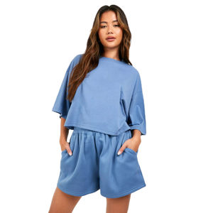 Conjunto Deportivo Casual de Verano para Mujer con Logotipo Personalizado, Dos Piezas, Camiseta de Algodón 100% de Alta Calidad, Pantalones Cortos con Cintura Elástica, Suaves - Product Image 3